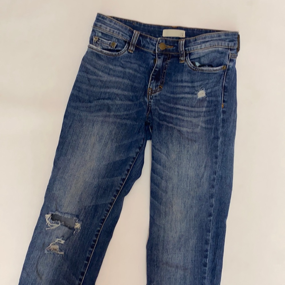 Straight Ripped Blue Jeans